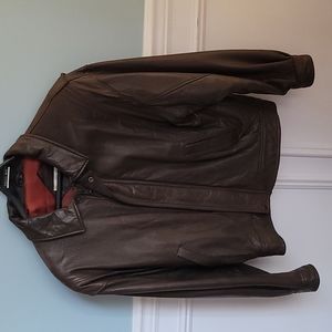 Andrew Marc large men's brown leather jacket